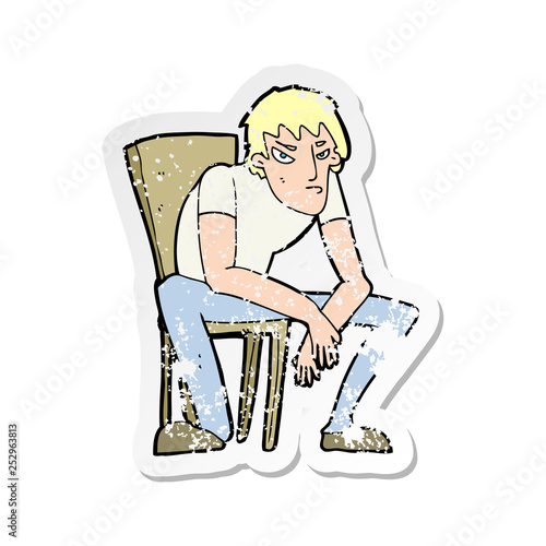 retro distressed sticker of a cartoon dejected man