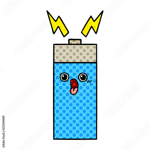 comic book style cartoon battery