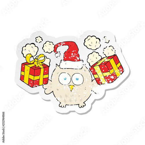 Wallpaper Mural retro distressed sticker of a cartoon christmas owl Torontodigital.ca