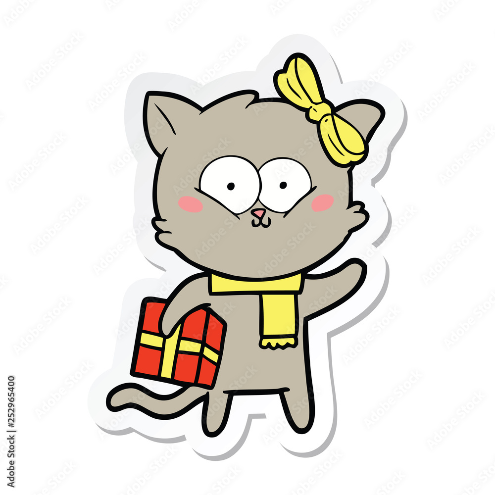 sticker of a cartoon cat sticker of a cartoon cat