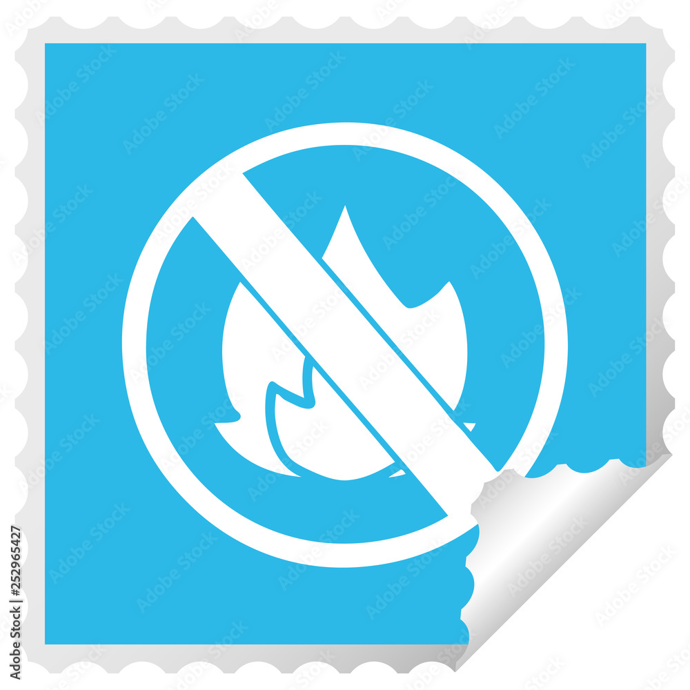 square peeling sticker cartoon no fire allowed sign square peeling sticker cartoon no fire allowed sign