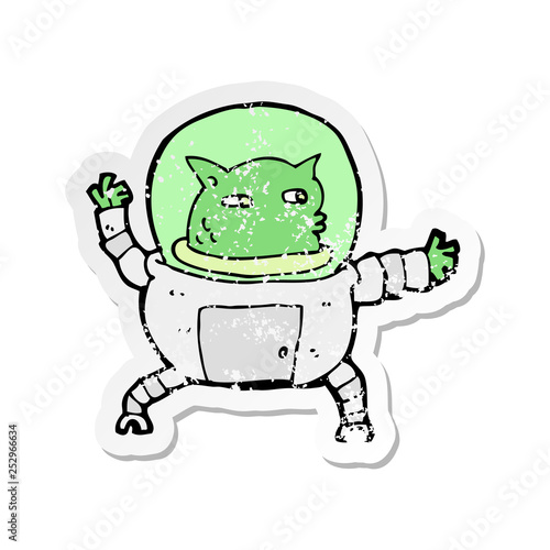 retro distressed sticker of a cartoon alien