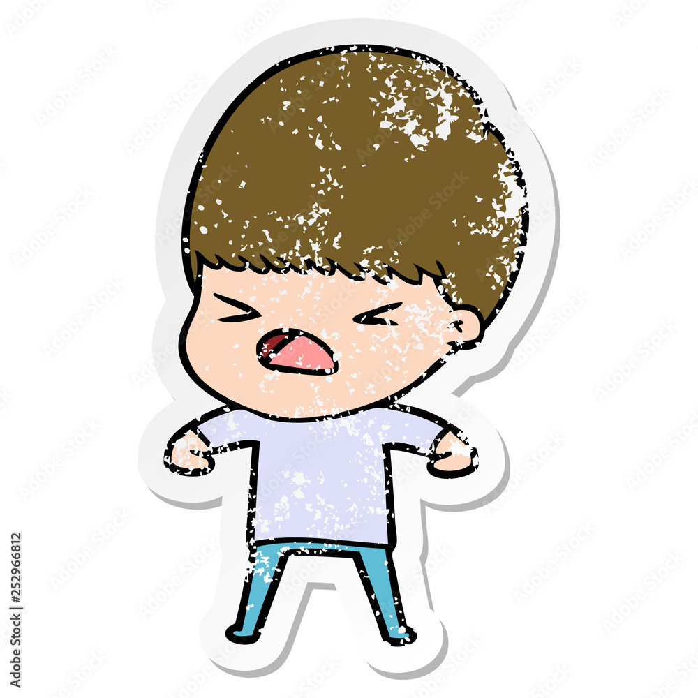 distressed sticker of a cartoon stressed man distressed sticker of a cartoon stressed man