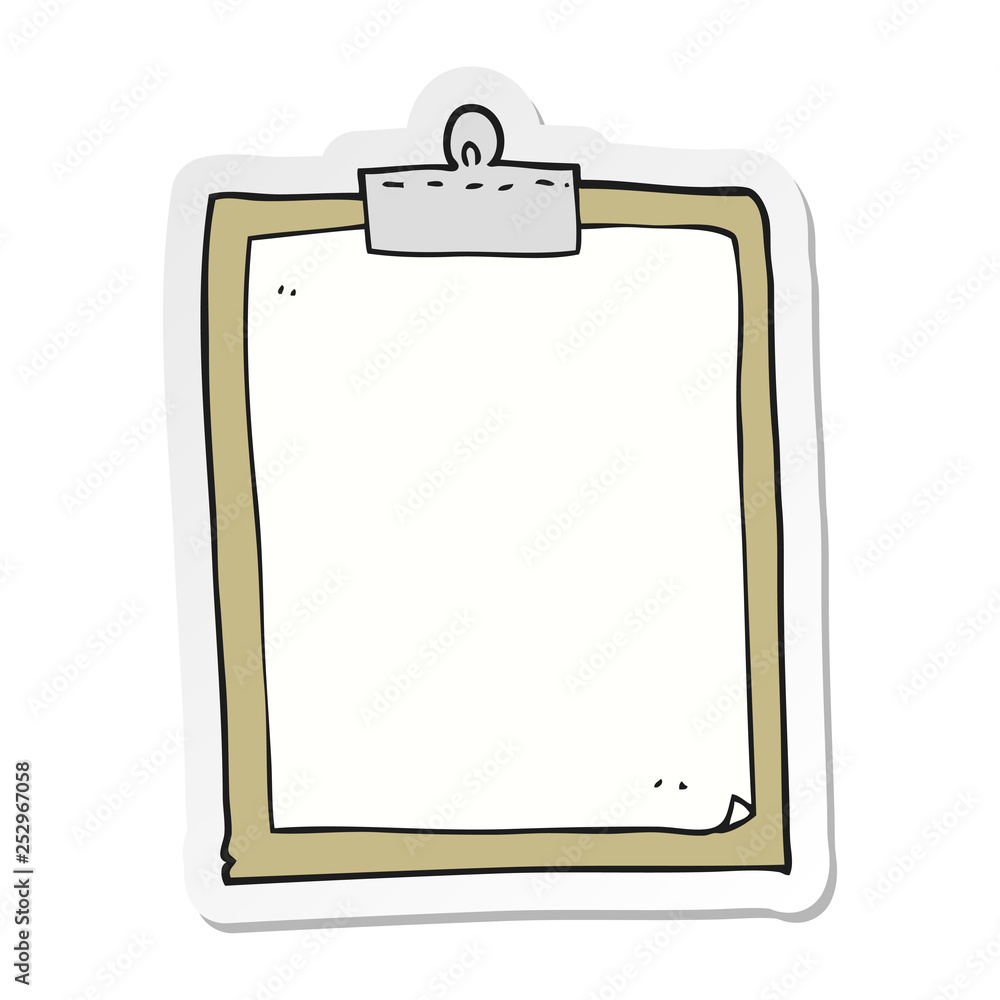 sticker of a cartoon clipboard sticker of a cartoon clipboard