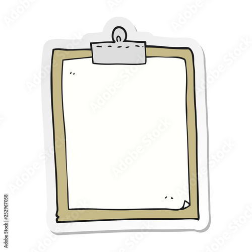 sticker of a cartoon clipboard