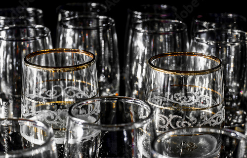 Empty glasses in the light