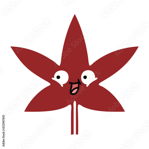 flat color retro cartoon autumnal leaf