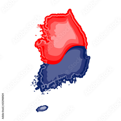 Watercolor map of South Korea. Vector illustration design