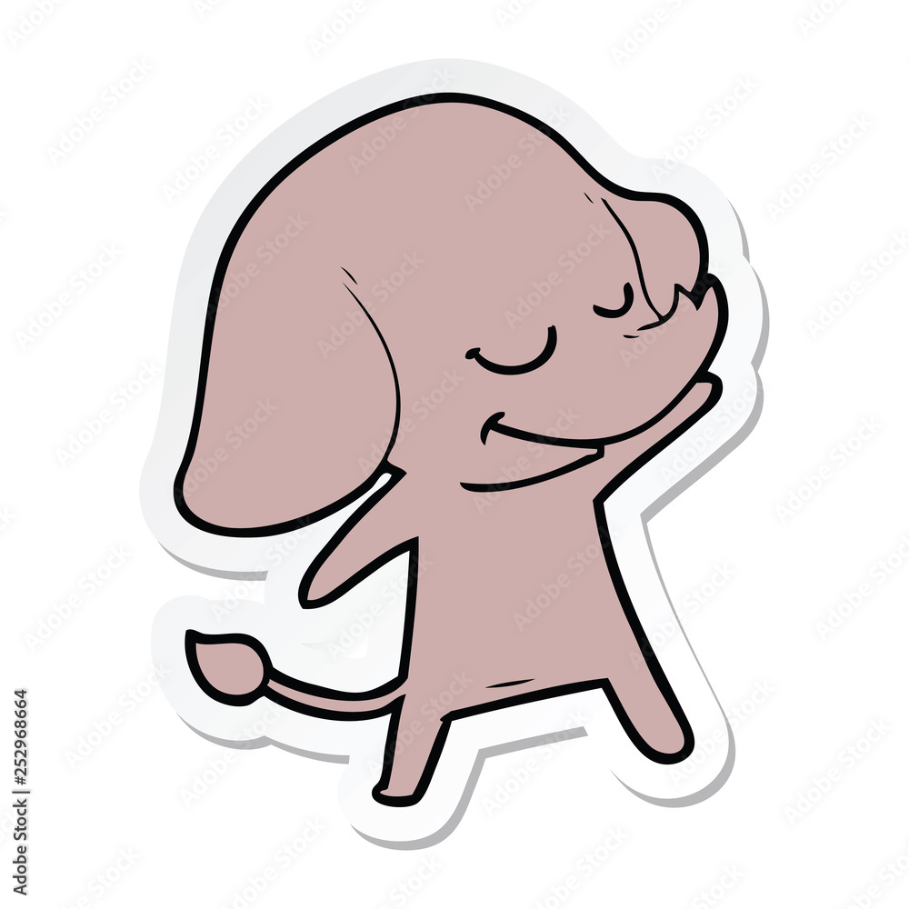 sticker of a cartoon smiling elephant sticker of a cartoon smiling elephant