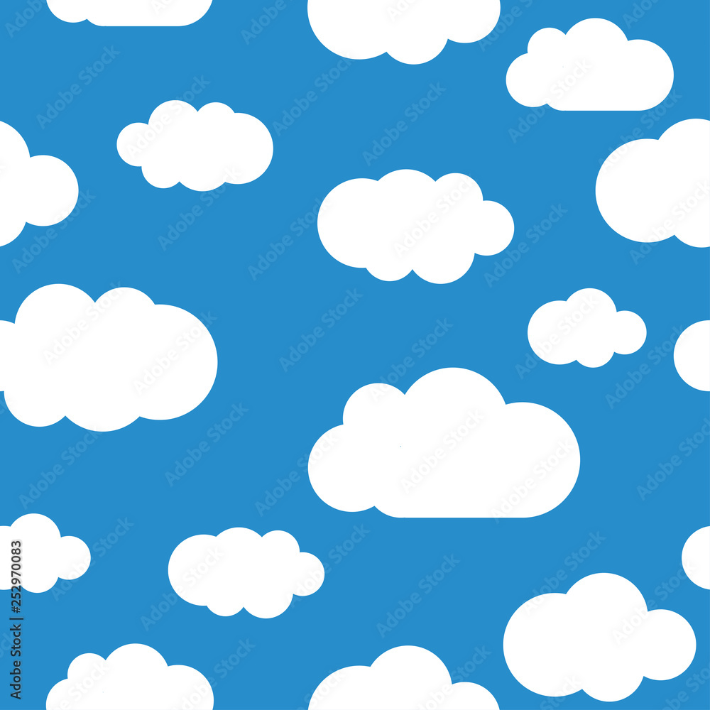 White clouds seamless pattern, light blue sky White clouds seamless pattern, light blue sky