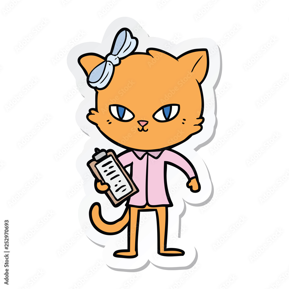 sticker of a cute cartoon cat sticker of a cute cartoon cat