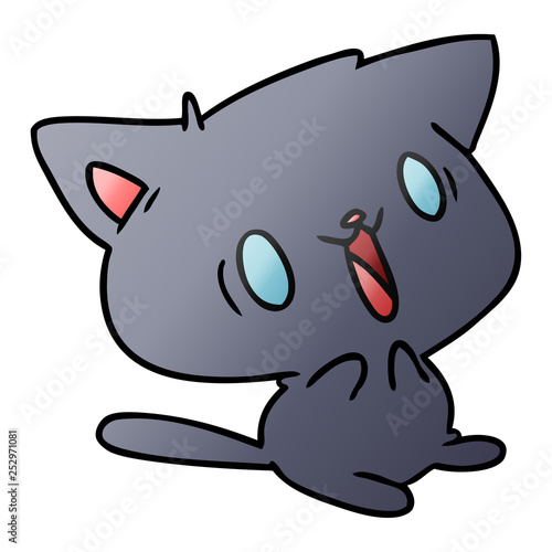 gradient cartoon of cute kawaii cat