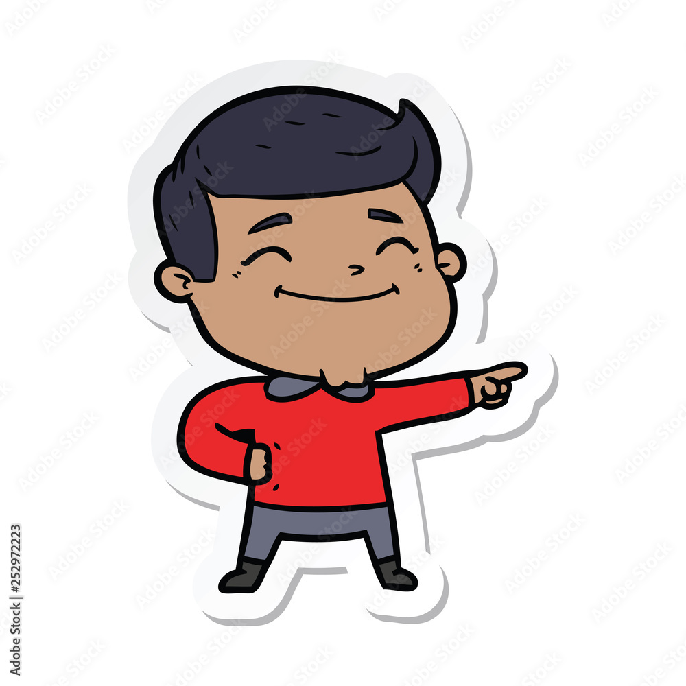 sticker of a happy cartoon man sticker of a happy cartoon man