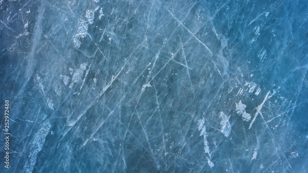 Ice hockey rink background or texture, macro, top view
