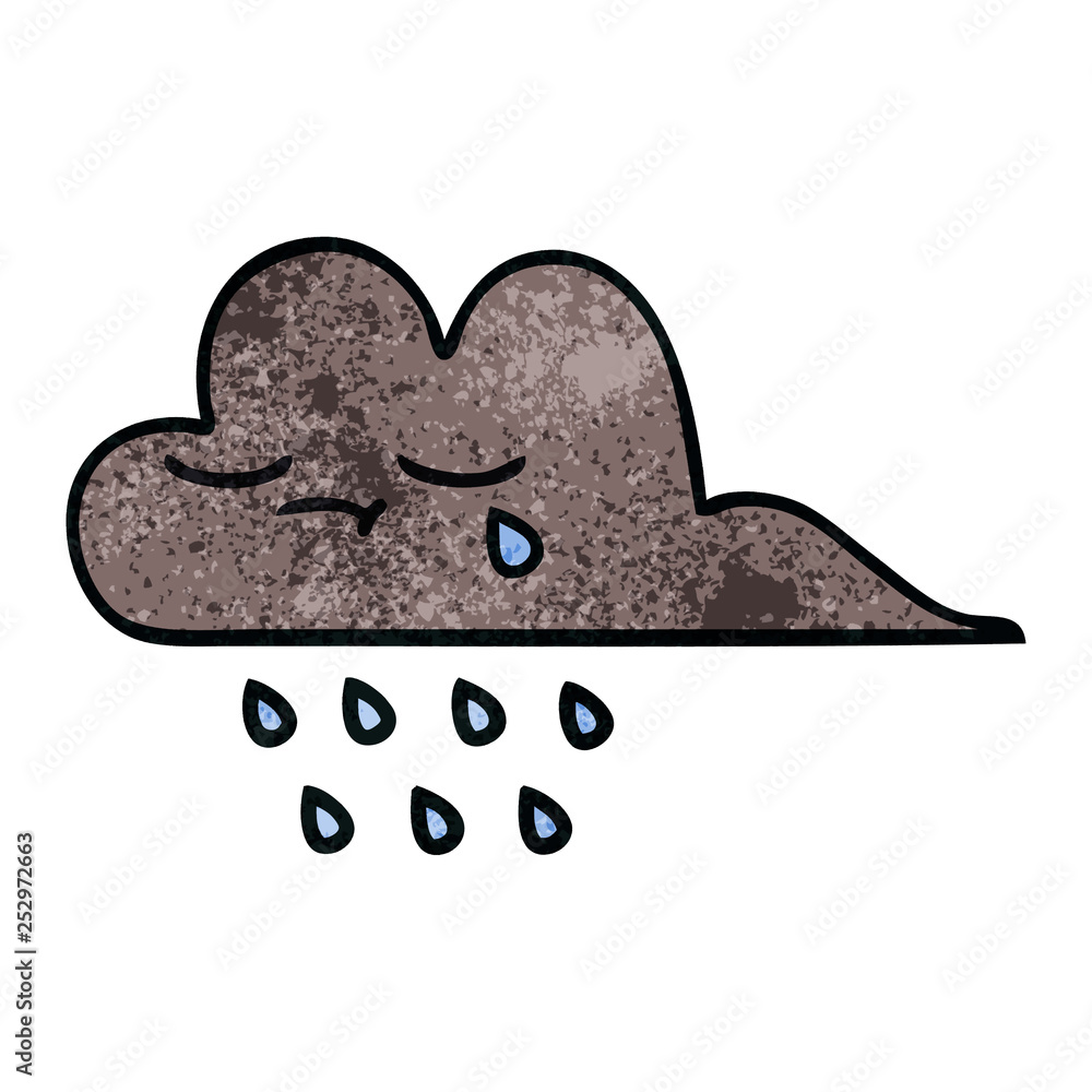 retro grunge texture cartoon storm rain cloud retro grunge texture cartoon storm rain cloud