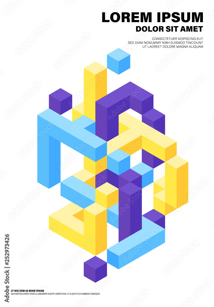Abstract geometric isometric shape layout design template background modern art style Abstract geometric isometric shape layout design template background modern art style