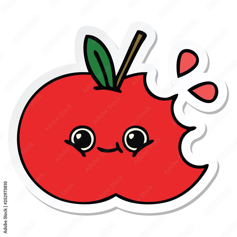 sticker of a cute cartoon apple sticker of a cute cartoon apple