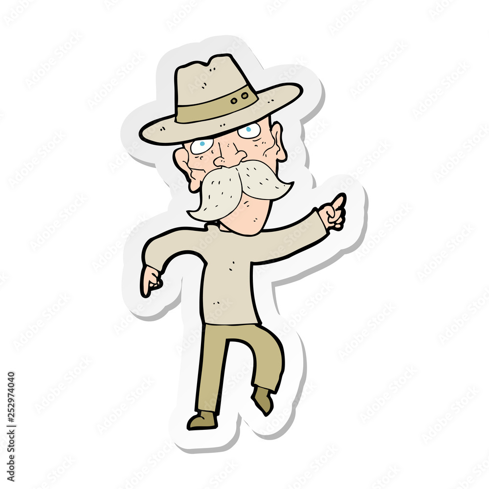 sticker of a cartoon man in hat