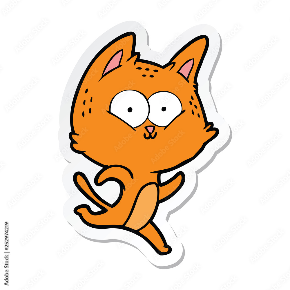sticker of a cartoon cat running sticker of a cartoon cat running