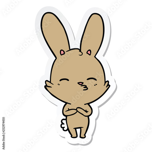 sticker of a curious bunny cartoon