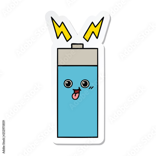 sticker of a cute cartoon battery