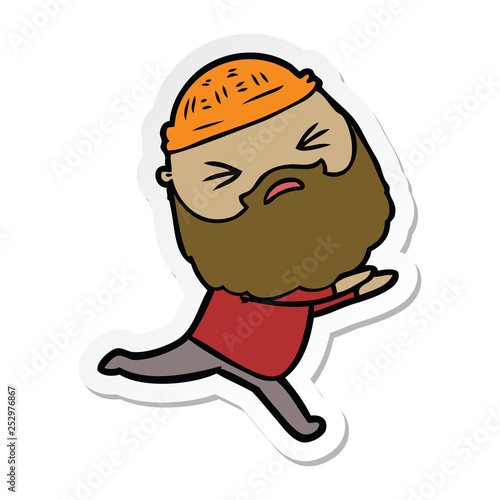 sticker of a cartoon man with beard