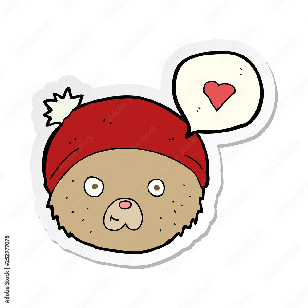 sticker of a cartoon bear in hat sticker of a cartoon bear in hat