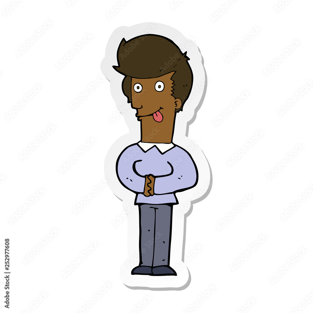 sticker of a cartoon man sticking out tongue sticker of a cartoon man sticking out tongue