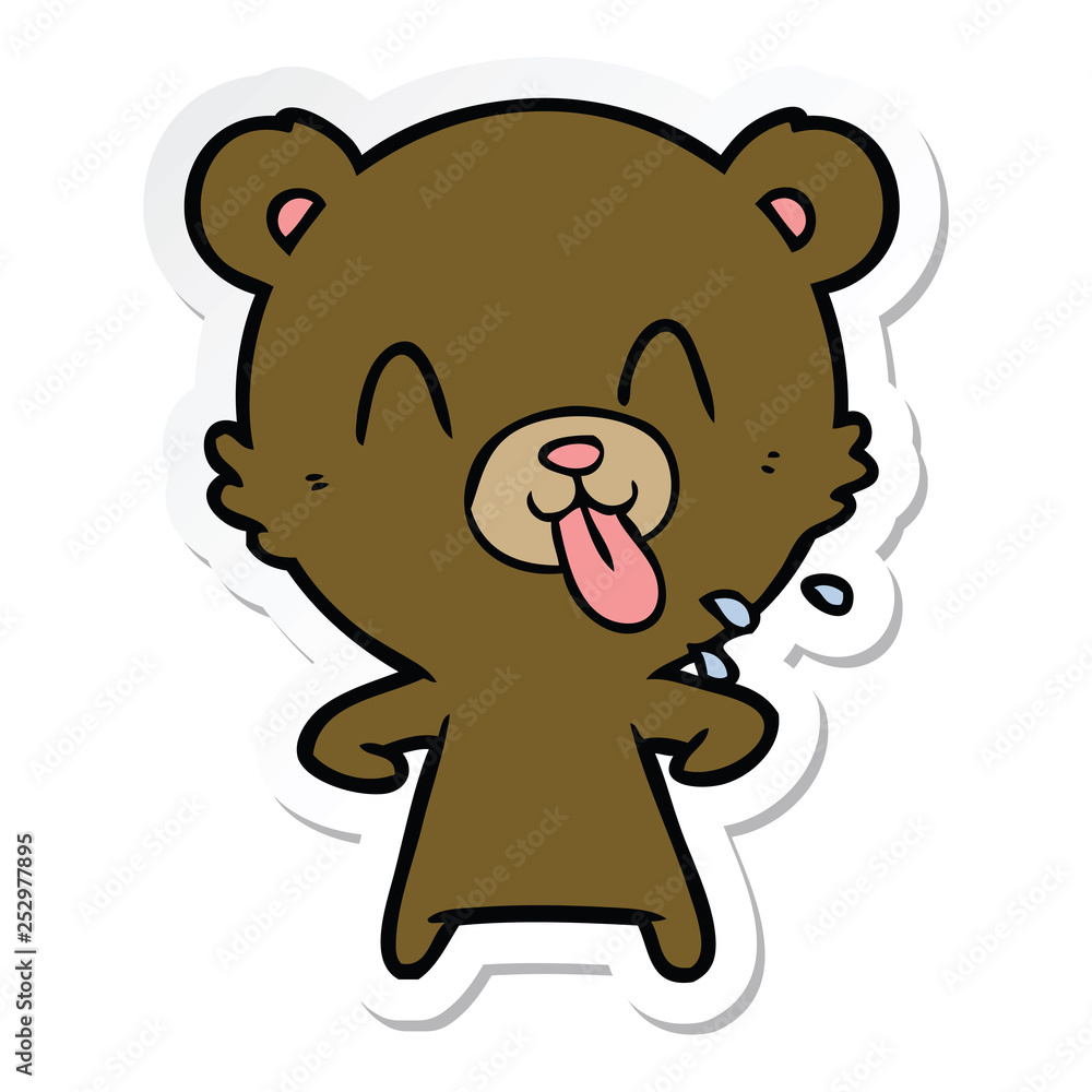 sticker of a rude cartoon bear sticker of a rude cartoon bear