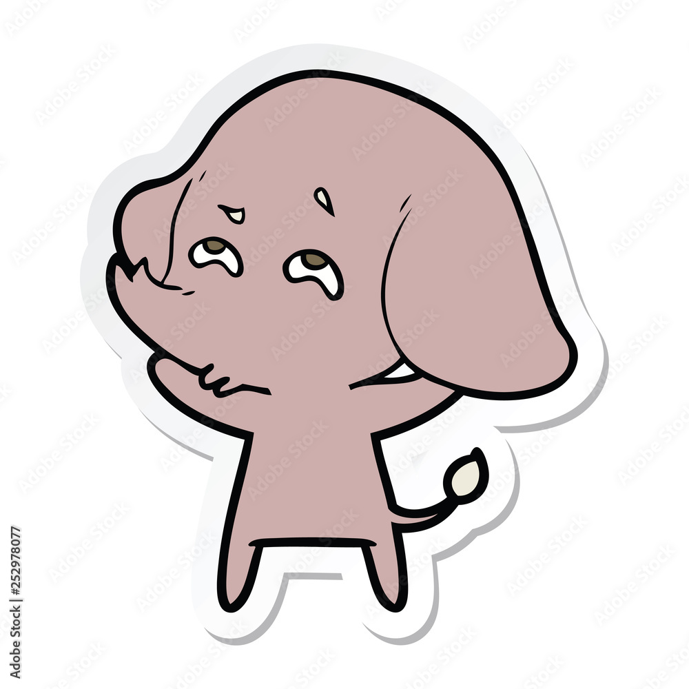 sticker of a cartoon elephant remembering sticker of a cartoon elephant remembering