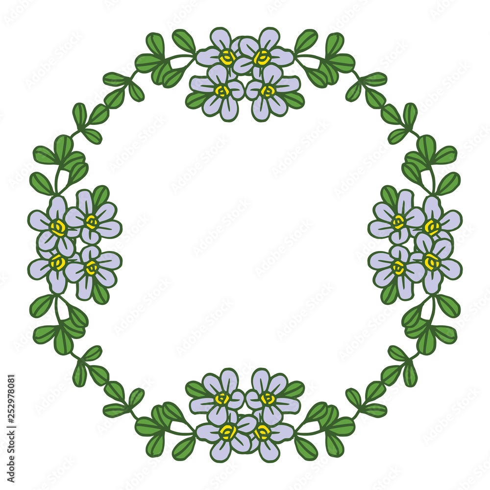 Vector illustration violet wreath frames for greeting card hand drawn