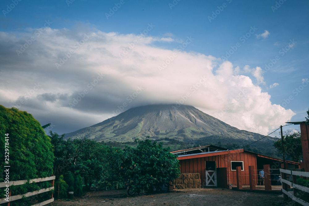Volcano Arenal in clouds