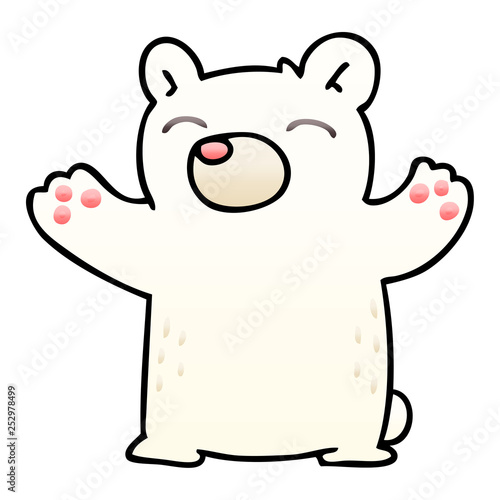 quirky gradient shaded cartoon polar bear