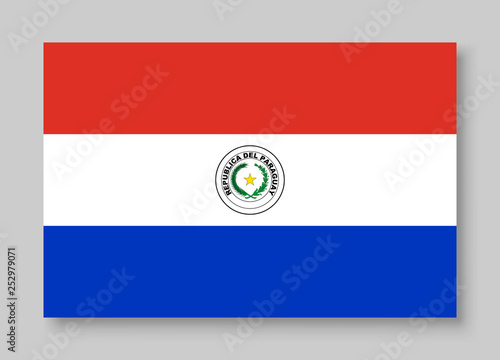 Free Download National flag of republic Paraguay with emblem. Paraguayan patriotic symbol with official colors. South America country identity object. Paraguay flag vector illustration in flat design for web - GFXLoad