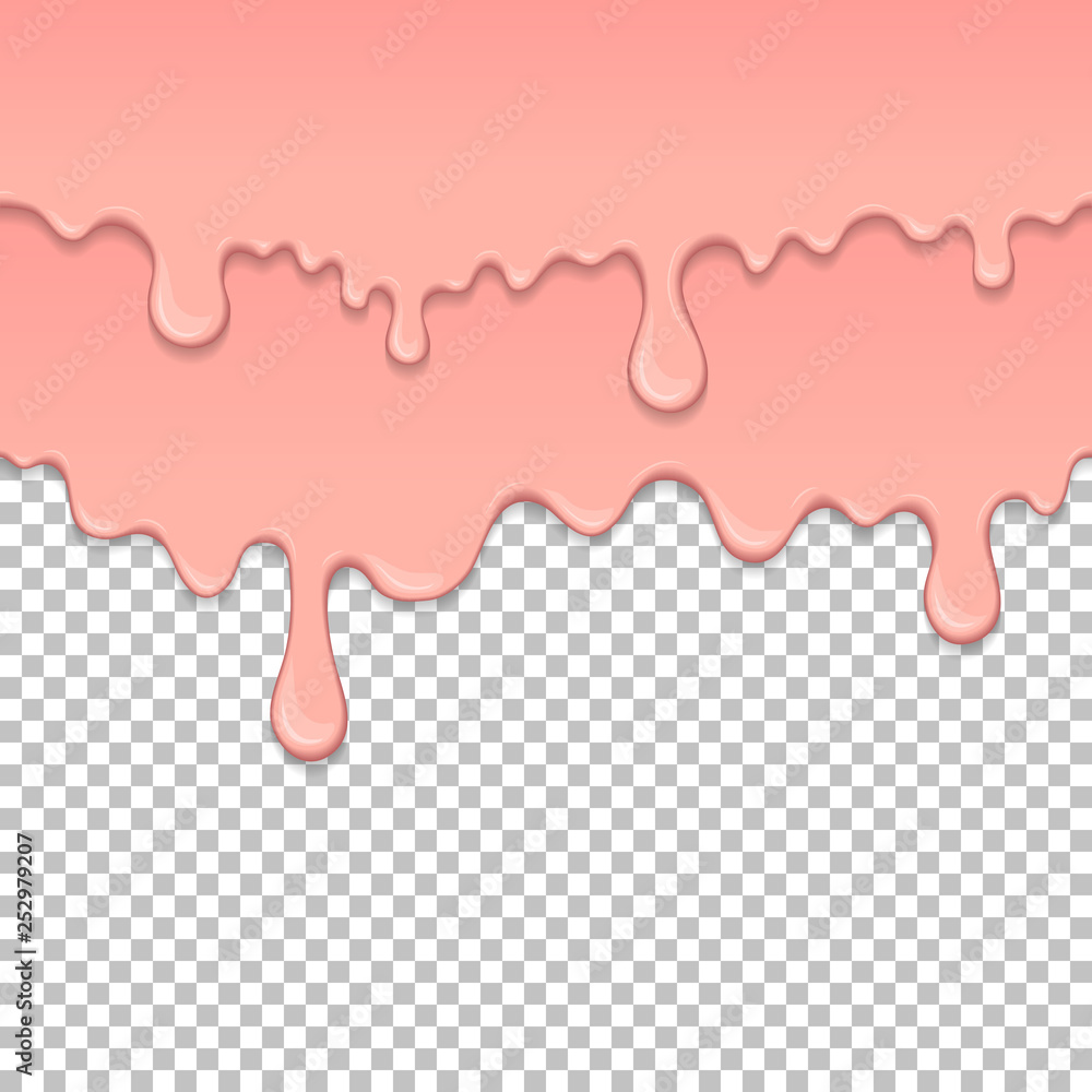 Pink sticky liquid element. Realistic dripping slime isolated object. Background with bubblegum. Popular kids sensory game. Chewing gum flowing repeatable vector illustration. Paint drops and blots Pink sticky liquid element. Realistic dripping slime isolated object. Background with bubblegum. Popular kids sensory game. Chewing gum flowing repeatable vector illustration. Paint drops and blots