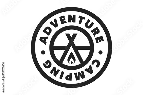 Camping and outdoor adventure retro logo. The emblem for cub scouts. The sign for the Hiking on nature. 