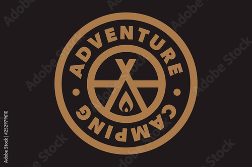 Camping and outdoor adventure retro logo. The emblem for cub scouts. The sign for the Hiking on nature. 