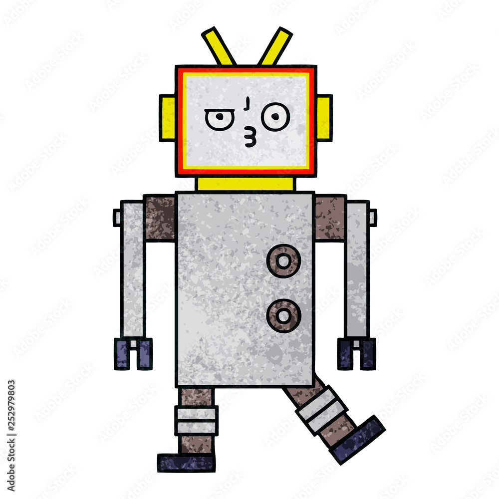 retro grunge texture cartoon robot retro grunge texture cartoon robot