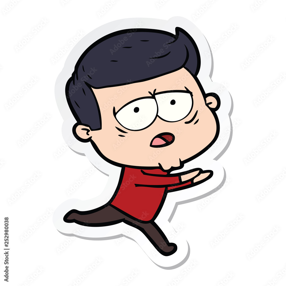 sticker of a cartoon tired man