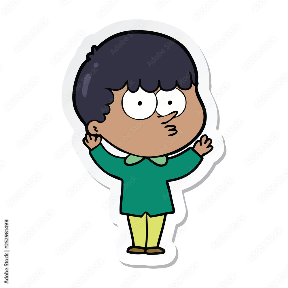 sticker of a cartoon curious boy sticker of a cartoon curious boy