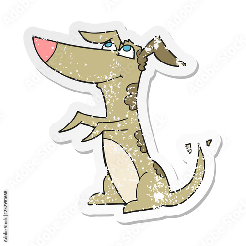 retro distressed sticker of a cartoon dog
