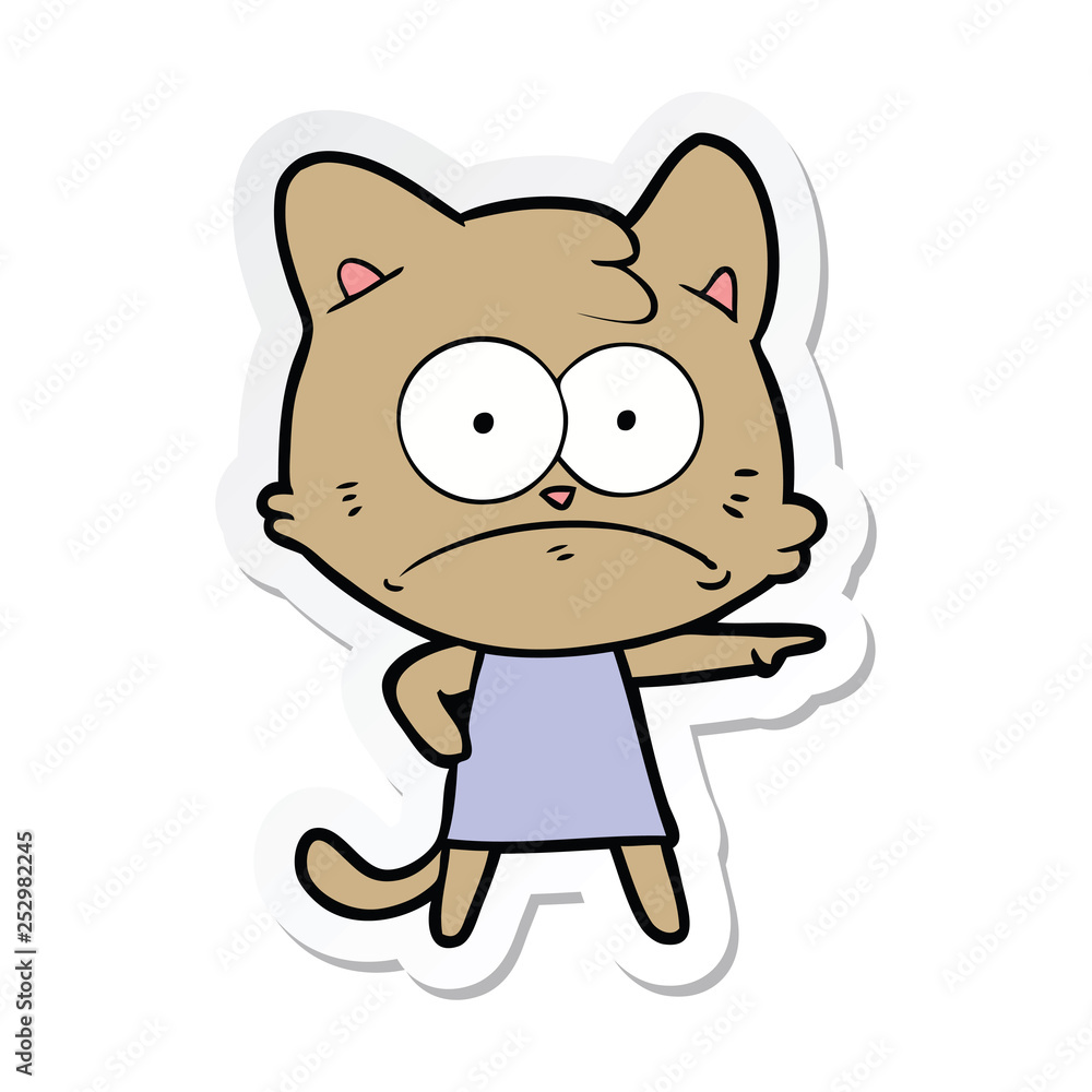 Fototapeta premium sticker of a cartoon nervous cat