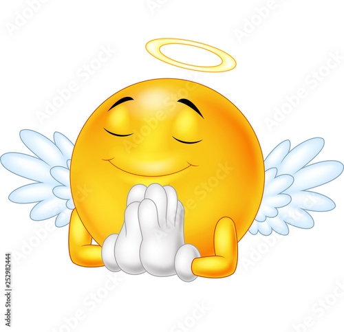 Angel emoticon isolated on white background