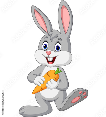Cartoon rabbit holding a carrot