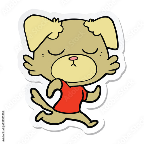 sticker of a cute cartoon dog