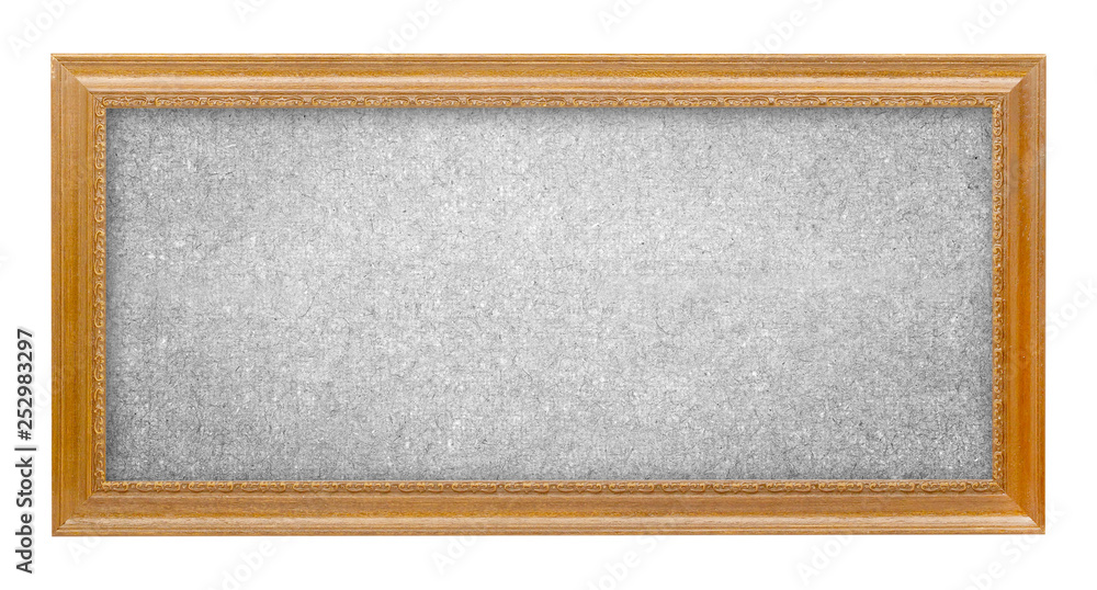 Fototapeta premium gray paper board with wooden frame isolated on the white background