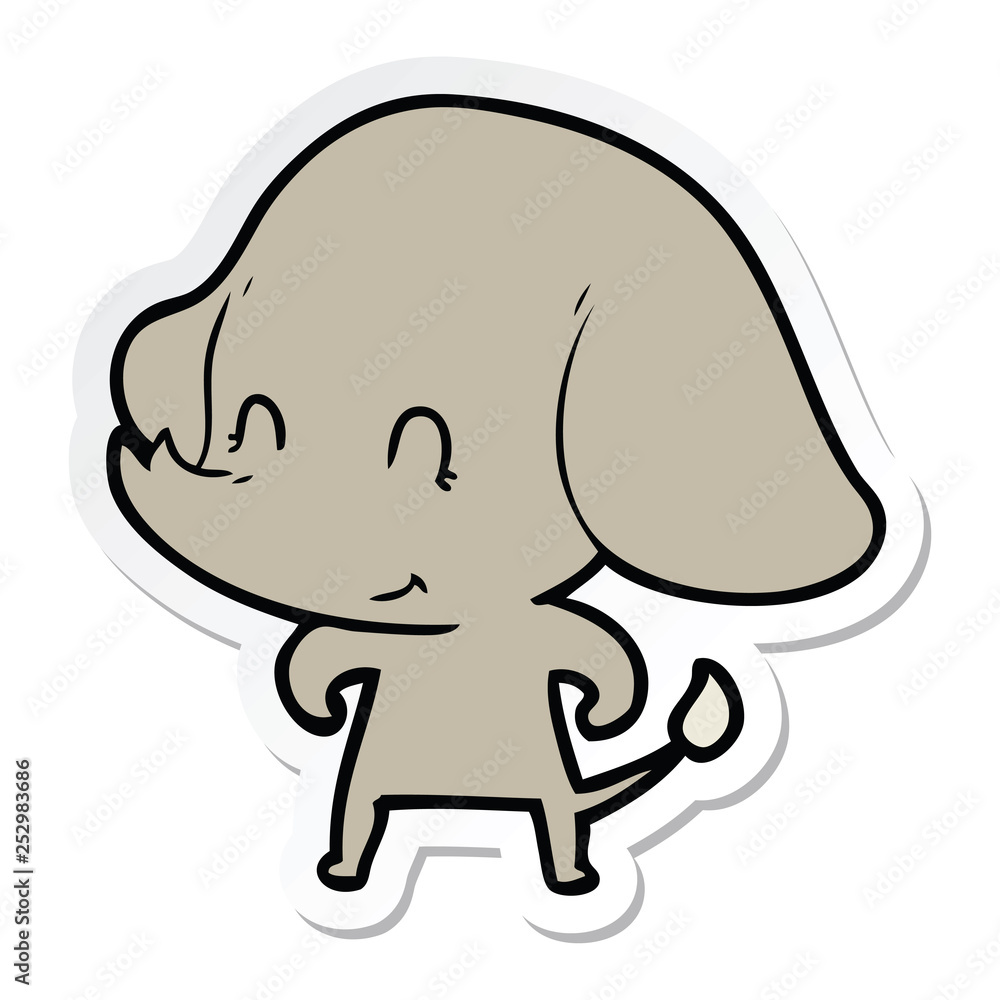 sticker of a cute cartoon elephant