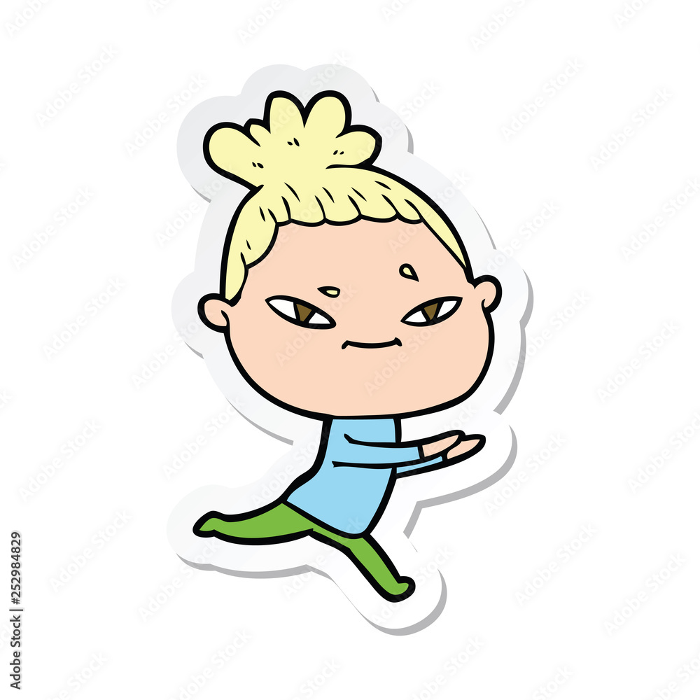 sticker of a cartoon woman