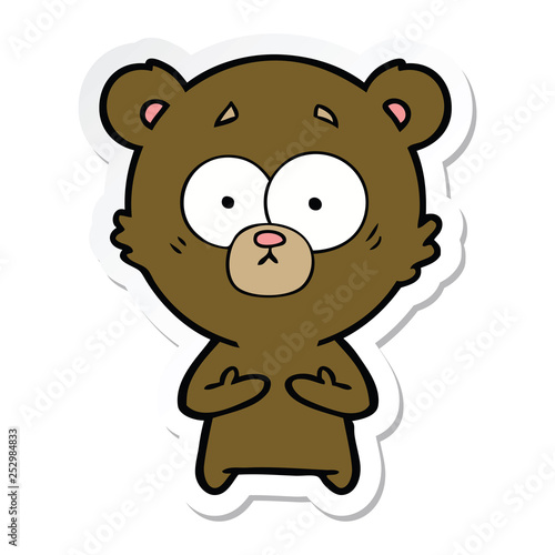 Fototapeta Naklejka Na Ścianę i Meble -  sticker of a surprised bear cartoon