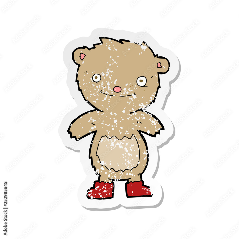 retro distressed sticker of a cartoon teddy bear wearing boots retro distressed sticker of a cartoon teddy bear wearing boots